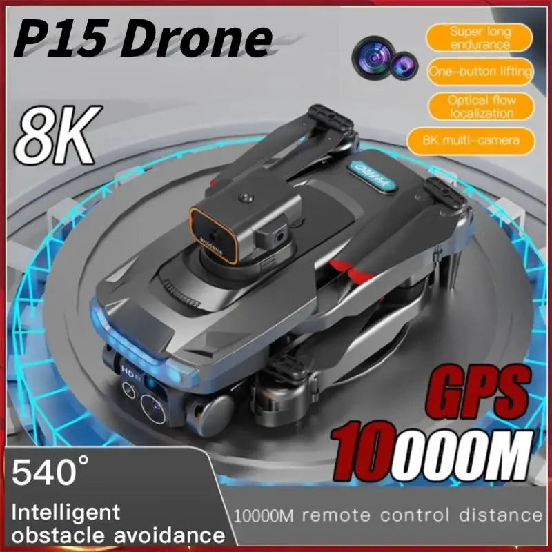 Original P15 Drone Professional 8K GPS Dual Camera Obstacle Avoidance Optical Flow Positioning Brushless RC 10000M 2024