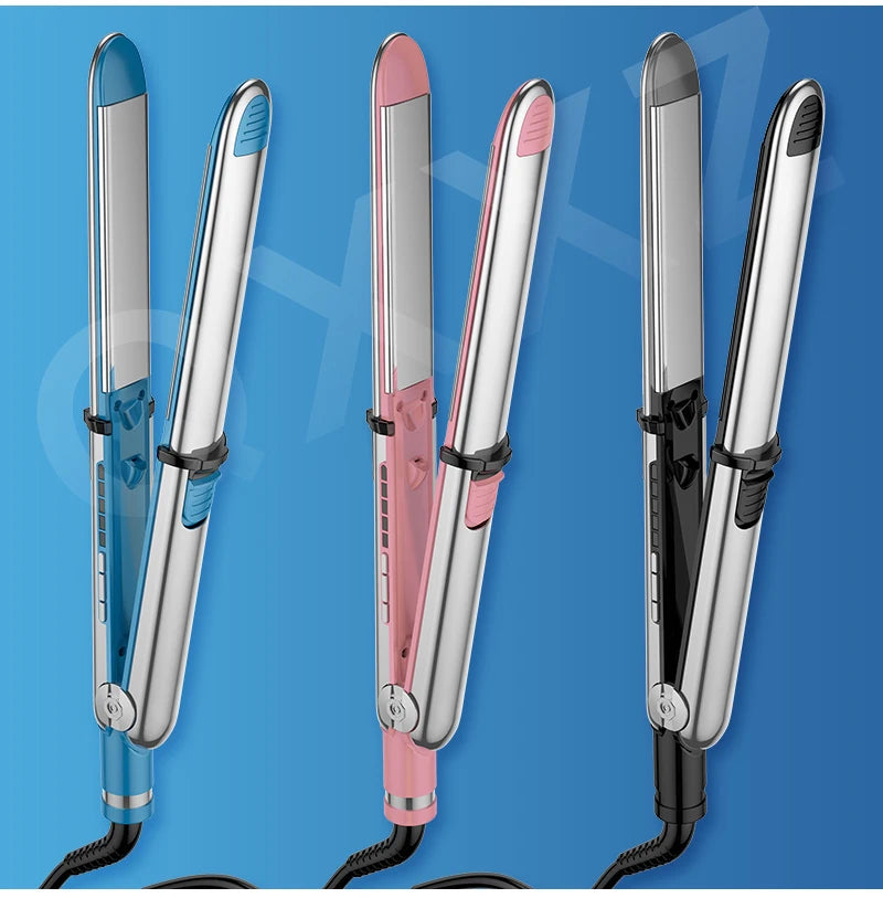 QXXZ Flat Iron Hair Straightener Electric 5-speed Wet and Dry Dual Use Curler  470°F Professional Household Styling Tool