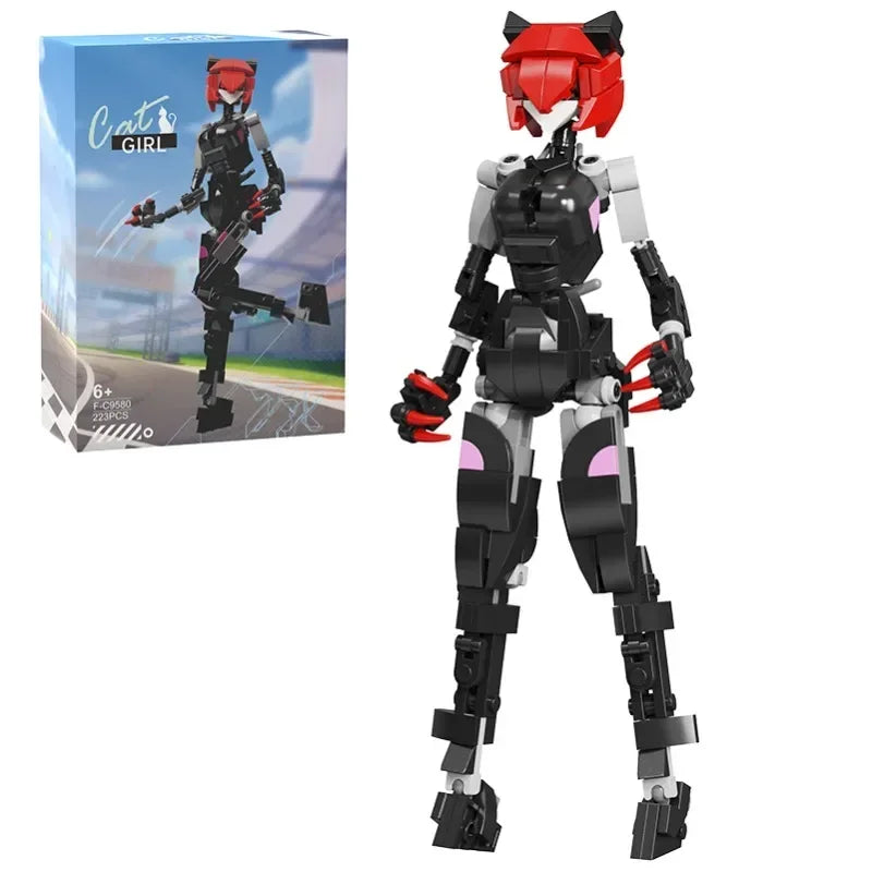 Robot Girl Mobile Suit Girl Model Moc Mecha Female Robot Girl Building Block Sets with Paper Manual Kids Toys for Children Gift