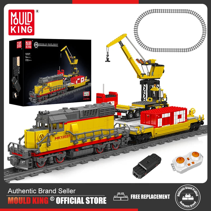 Mould King 12027 High-Tech Building Block Remote Control EMD SD40-2 Diesel Locomotive Model RC Train Toys Kids Christmas Gifts