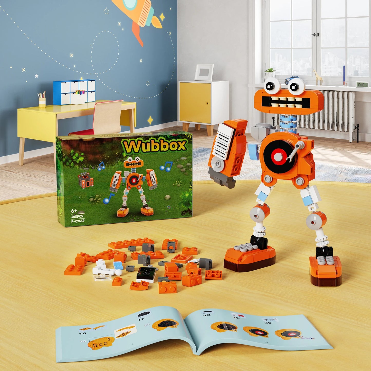 2024 NEW BuildMoc My Singing Monsters Orange Wubbox Robot Mecha Building Blocks Set with Paper Manual Anime Game Character Toys