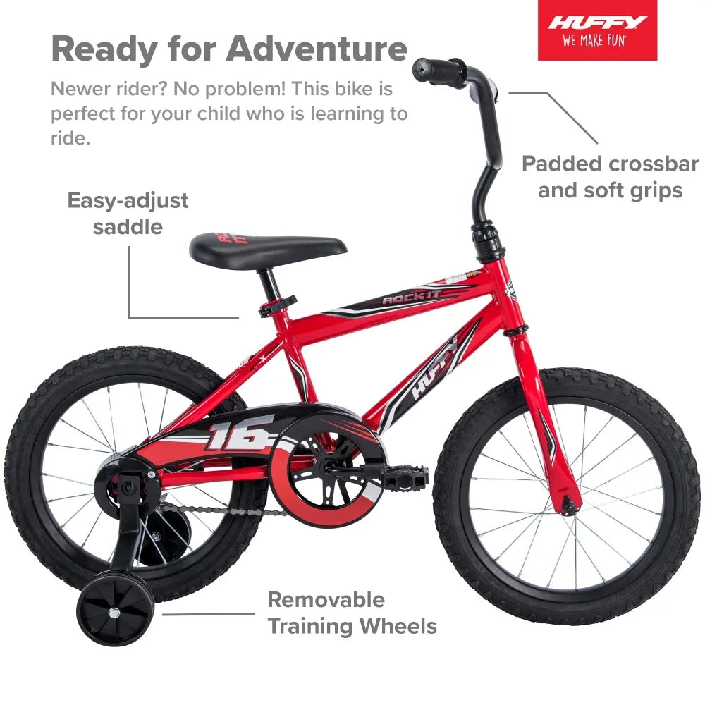 Huffy 16 in. Rock It Boy Kids Bike, Ages 4+ Years, Red