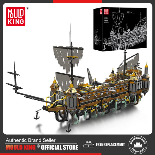 Mould King 13188 Pirate Ship Building Block The Silent Mary Ship Model Assembly Sailboat Brick Toys Kids Christmas Gift