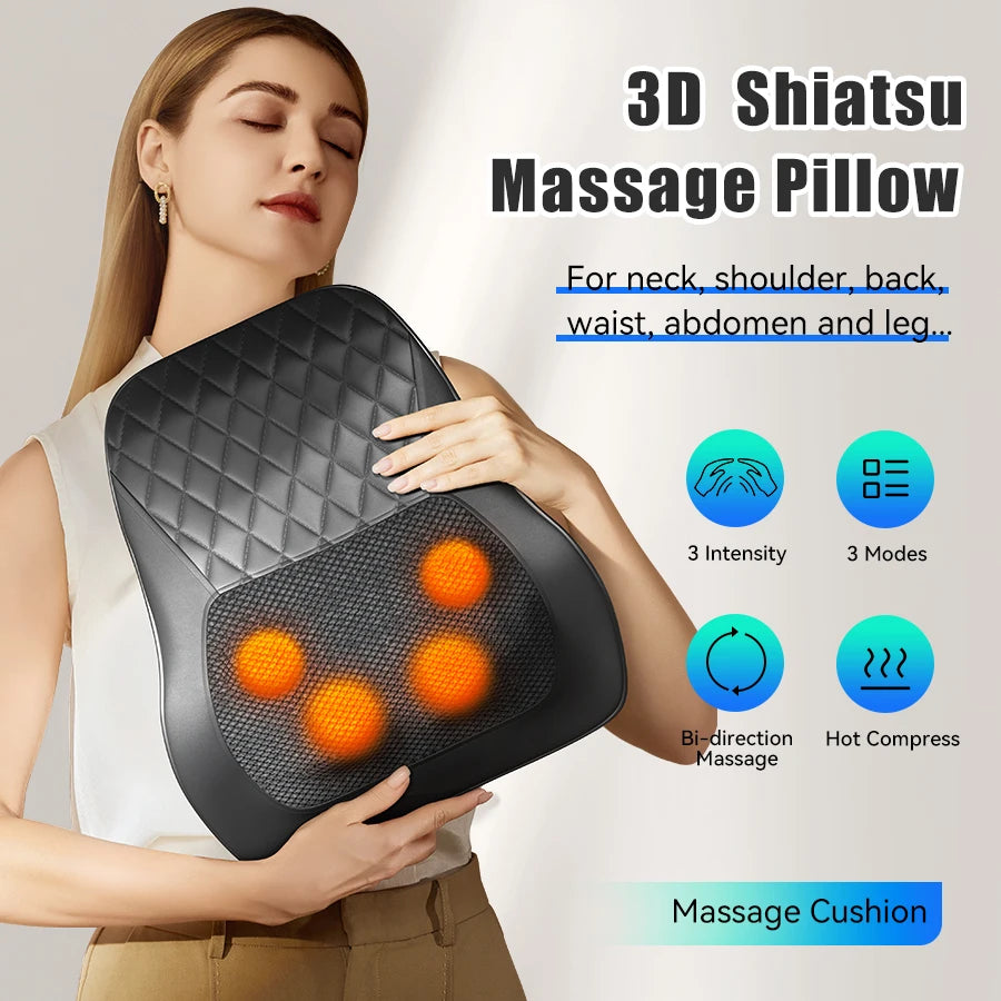 Back Massager Neck Massager with Heat 3D Kneading Massage Pillow for Relax Neck Back Shoulder Legs Gifts for Men Women Mom Dad