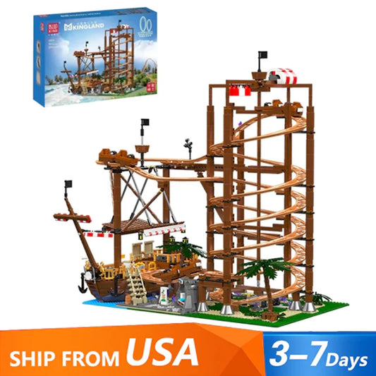 Creative Expert MOC 11013 Fairground Double Helix Roller Coaster Model 2174PCS Building Blocks Brick Puzzle Toys for Kids Gift