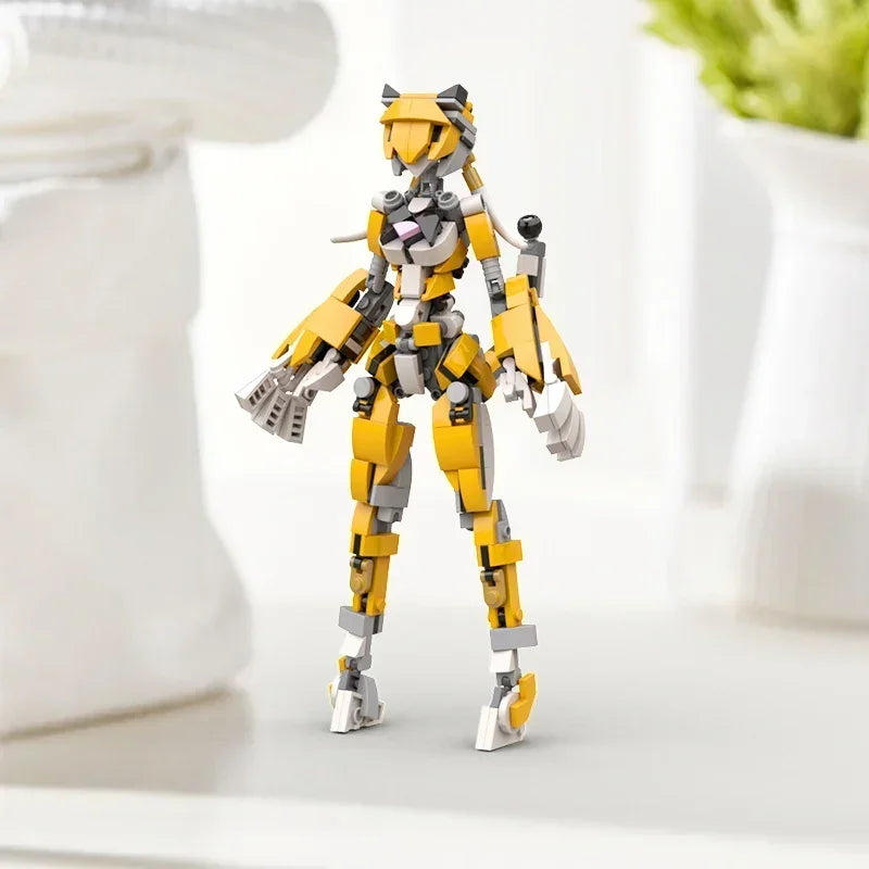 Tiger Girl Robot Model Moc Mobile Suit Girl Mecha Robot Creative Splicing Building Blocks Sets Kids Toys for Children Gifts