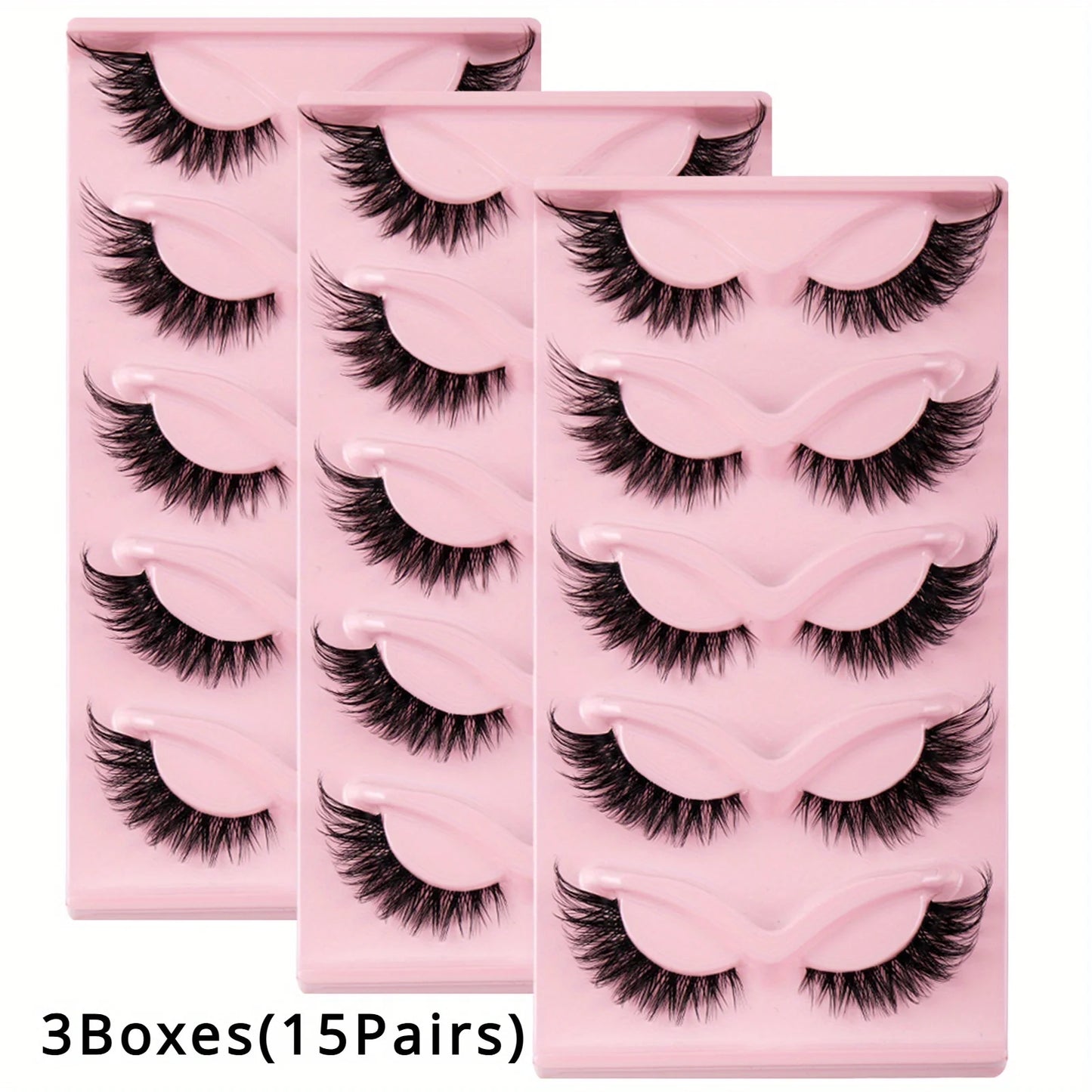 3Boxes(15Pairs) Cat Eye Lashes Fake Eyelashes Natural long Manga Lashes Winged End Eye Elongated Eyelashes Fake Lashes Makeup