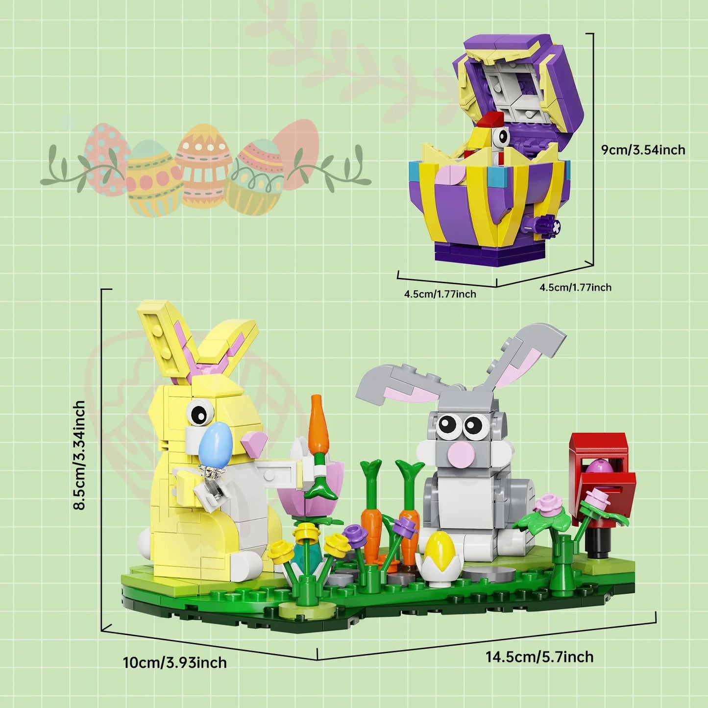 Easter Bunny Model Building Blocks Sets Festival Celebration Rabbit Egg Bricks Moc Children Christmas Toy Kids Birthday Gifts