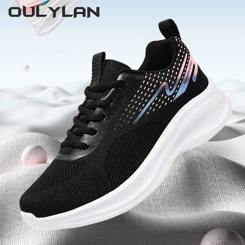 Trendy Running Shoes for Women Fashion Breathable Elastic Sneakers Female Spring Casual Flying Weaving Sports Shoes Dropshipping