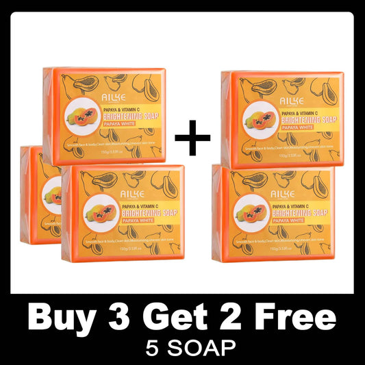 AILKE Skin Whitening Handmade Soap -Organic Papaya Soap For Black Spots, Clean Stains, Improves Dull Skin, Face & Body & Hands