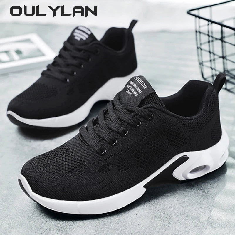 Fashion Women's Shoes Casual Outdoor Breathable and Lightweight Sports Shoes Women Lace Up Air Cushion Shoes Large Size 36~44