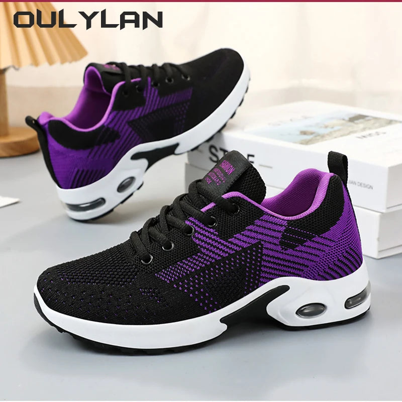 Spring Running Shoes for Women 2024 Fashion Large Size Casual Breathable Lace up Elastic Air Cushion Sports Shoes for Female