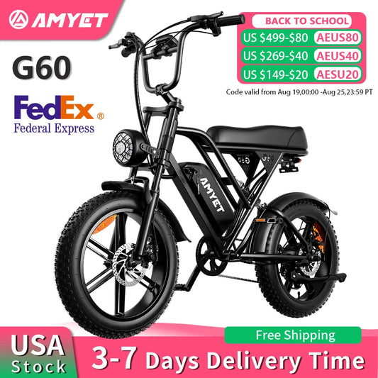 AMYET V9-G60 Adults Electric Bike 1000W Motor Bicycle 48V 20AH 20 Inch Tire Ebike Electric E Bikes Mountain Moped Ebikes For Men