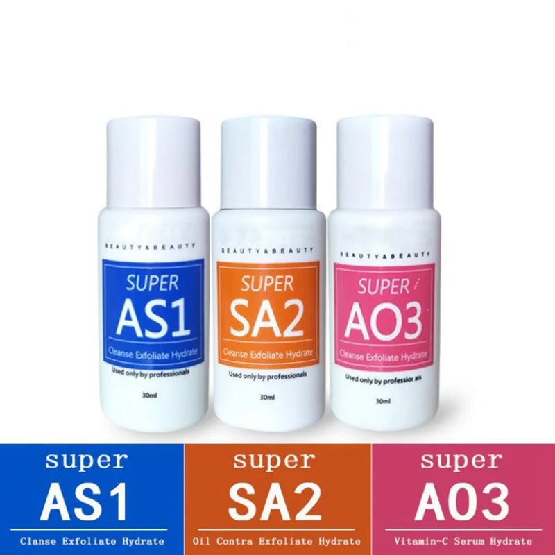 AS1 SA2 AO3 30ml High Concentrated Solution Liquid For  Dermabrasion Beauty Machine Kit of 3 Serums Skin Deep Cleaning Skin Care